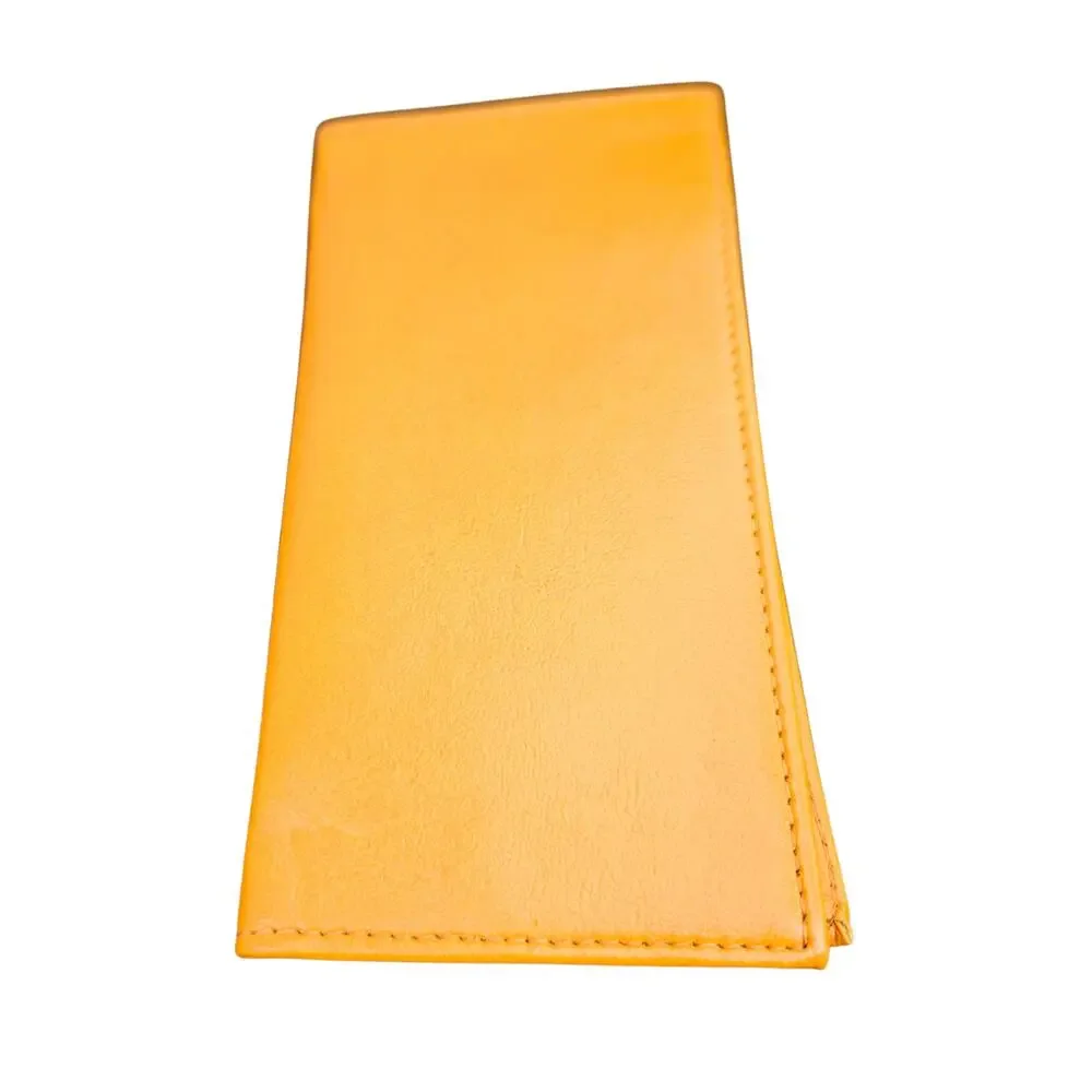 Orange Quilted Faux Leather Compartmentalized Checkbook Wallet Brown Trim